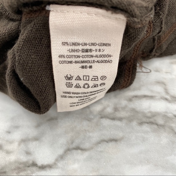 Free People NWT We the Free Penelope Buttondown Raw Trim Pockets Green Brown New - Picture 7 of 8